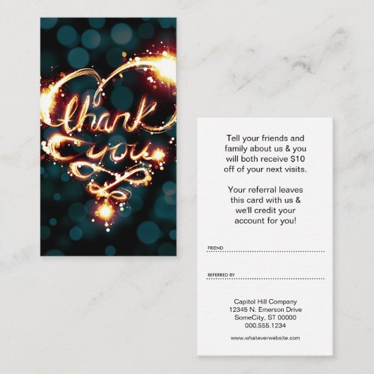 Dankeschön an Licht wenden Sie sich an ein Freund- Empfehlungskarte (Vorne/Hinten)