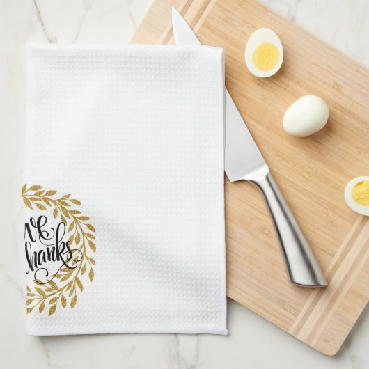 Dankeschön an Text Modern Gold Kranz Geschirrtuch (Viertel Falte)