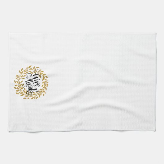 Dankeschön an Text Modern Gold Kranz Geschirrtuch (Horizontal)