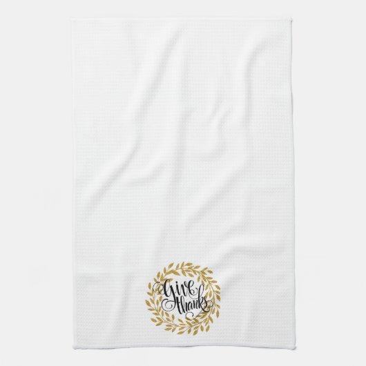 Dankeschön an Text Modern Gold Kranz Geschirrtuch (Vertikal)