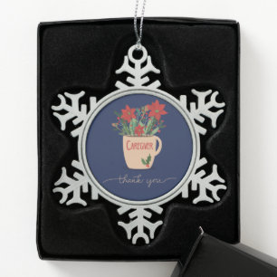 Dankeschön an Weihnachten Poinsettias Schneeflocken Zinn-Ornament