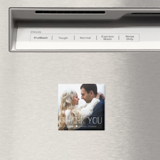 Dankeschön an White Trend Typografy Hochzeit Foto Magnet (In Situ (Geschirrspüler))