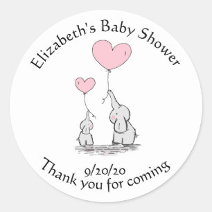 Dankeschön-Andenken Elefant Rosa Luftballon Baby S Runder Aufkleber