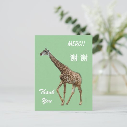 Dankeschön auf Englisch/Französisch/Chinesisch Postkarte (Stehend Vorderseite)