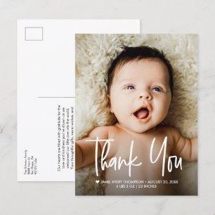 Dankeschön-Babyfoto Moderne Gestaltung Geburt Ankündigungspostkarte