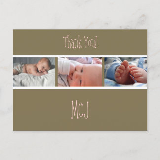 Dankeschön, Babymonogramm, legen Sie Ihre Fotos ei Ankündigungspostkarte