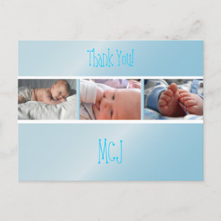 Dankeschön, Babymonogramm, legen Sie Ihre Fotos ei Ankündigungspostkarte