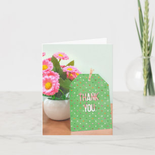 Dankeschön Blume Topf mit Polka-Punkt-Tag Dankeskarte