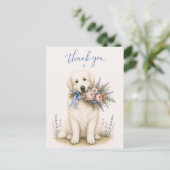 Dankeschön-Blumenstrauß Great Pyrenees Postkarte (Stehend Vorderseite)