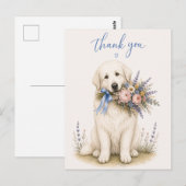 Dankeschön-Blumenstrauß Great Pyrenees Postkarte (Vorne/Hinten)