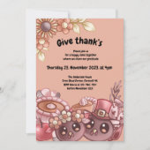 Dankeschön Boho Erntedank Dinner Einladung (Vorderseite)