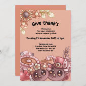 Dankeschön Boho Erntedank Dinner Einladung (Vorne/Hinten)