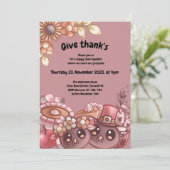 Dankeschön Boho Erntedank Dinner Einladung (Stehend Vorderseite)