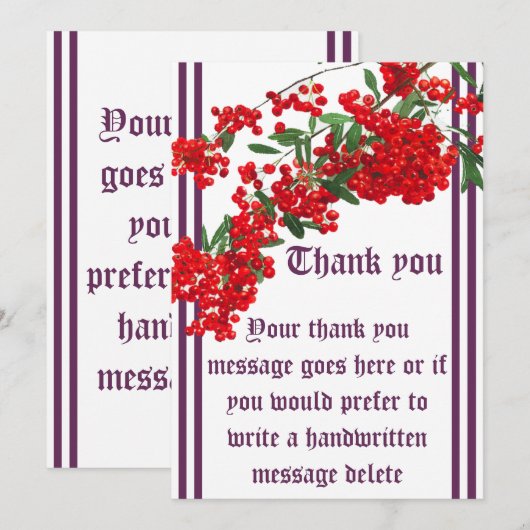 Dankeschön Brief mit Rowan Einladung (Vorne/Hinten)