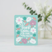 Dankeschön Card - Aquamarin Florals (Stehend Vorderseite)