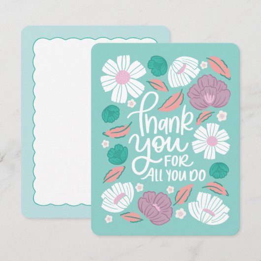 Dankeschön Card - Aquamarin Florals (Vorne/Hinten)