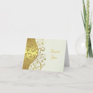Dankeschön Card - Elfenbein & Gold Wirbel Dankeskarte