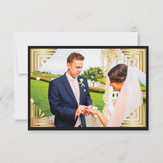 Dankeschön Card, Foto Zurück, Gatsby, Schwarz Dankeskarte (Rückseite)