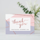 Dankeschön Card, Rose Gold Dankeskarte (Stehend Vorderseite)
