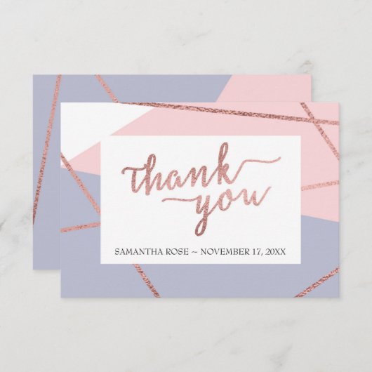 Dankeschön Card, Rose Gold Dankeskarte (Vorne/Hinten)