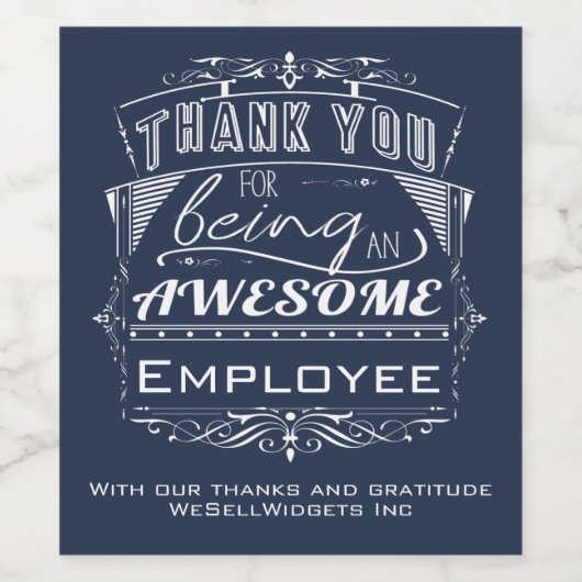 Dankeschön der Mitarbeiter Weinetikett (Einzelnes Label)