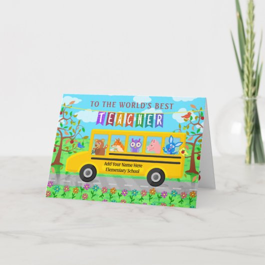 Dankeschön des Lehrers | Niedliche Bustiere Karte (Vorderseite)