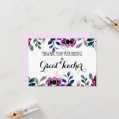 Dankeschön des Lehrers verlassend Abschied Karte (Vorderseite/Rückseite Beispiel)