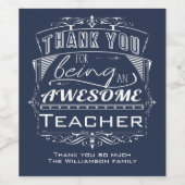 Dankeschön des Lehrers Weinetikett (Einzelnes Label)