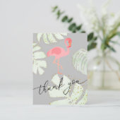 Dankeschön Drehbuch flamingo rosa tropische Postkarte (Stehend Vorderseite)