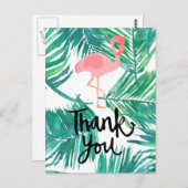 Dankeschön Drehbuch Flamingo tropische Palmen Postkarte (Vorne/Hinten)