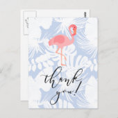 Dankeschön Drehbuch Flamingo tropischen Palmen Blä Postkarte (Vorne/Hinten)