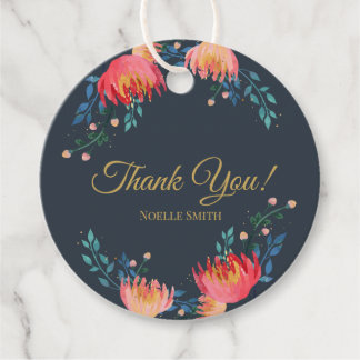 Dankeschön! Dunkelblau, elegant, Whimsikale Blume Geschenkanhänger