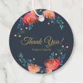 Dankeschön! Dunkelblau, elegant, Whimsikale Blume Geschenkanhänger (Rückseite)