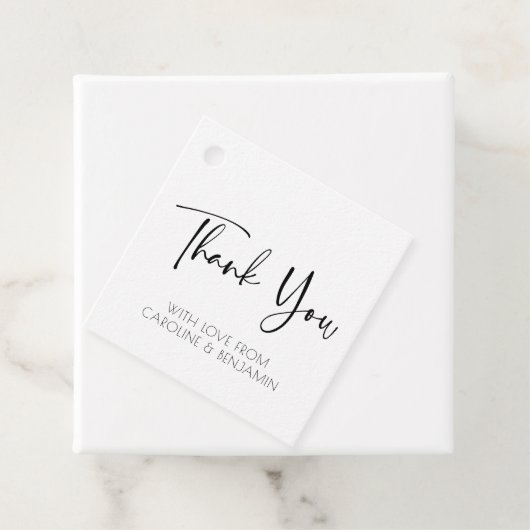 Dankeschön | Einfache Schreibschrift Schwarz und W Geschenkanhänger (Beispiel)