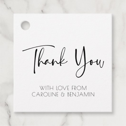 Dankeschön | Einfache Schreibschrift Schwarz und W Geschenkanhänger (Vorderseite)