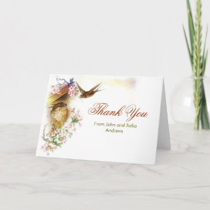 Dankeschön elegante Liebesvögel Hochzeitskarte Dankeskarte