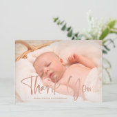 Dankeschön | Elegantes Foto Geburtsankündigung Ankündigung (Stehend Vorderseite)