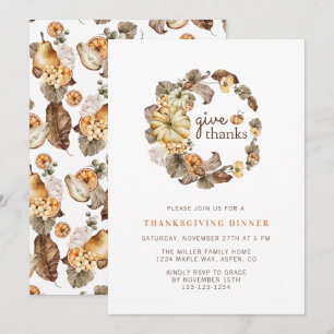 Dankeschön Elegantes Wasserfarben-Thanksgiving-Din Einladung