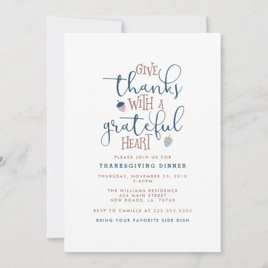 Dankeschön Erntedank Dinner Einladung (Vorderseite)