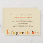 Dankeschön Erntedank Dinner Einladung (Vorne/Hinten)