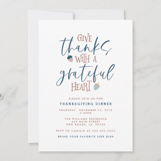 Dankeschön Erntedank Dinner Einladung (Vorderseite)