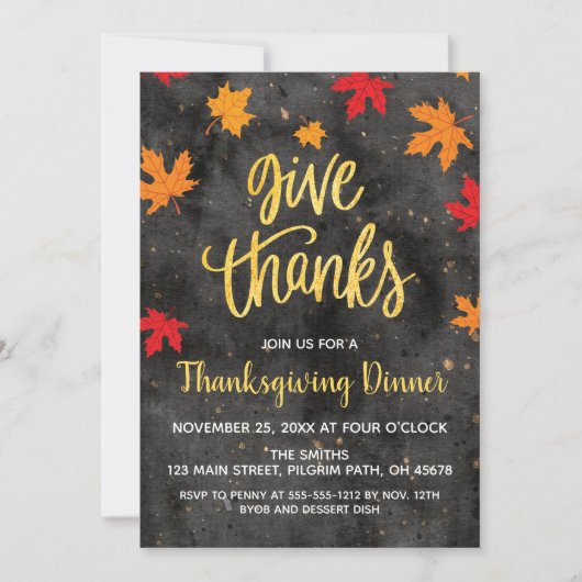 Dankeschön, Erntedank Fallende Blätter einladen Einladung (Vorderseite)