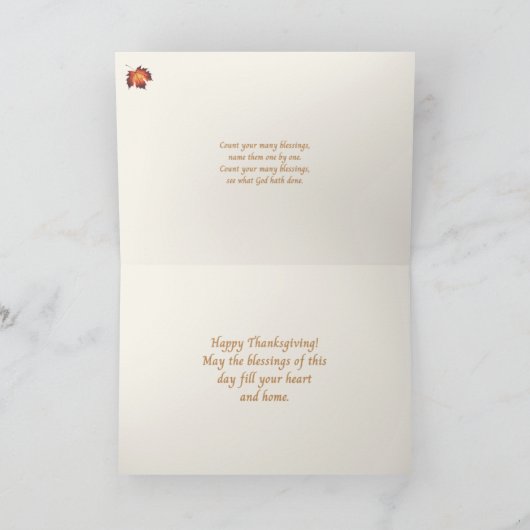 Dankeschön-Erntedank Feiertagskarte (Innenseite)