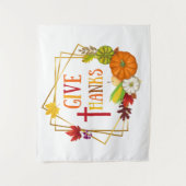 Dankeschön Erntedank Zitat Herbst Kürbis Herbst Wandteppich (Vorderseite)