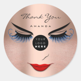 Dankeschön Eyelash Sweet 16. Rose Logo Qr Code Runder Aufkleber