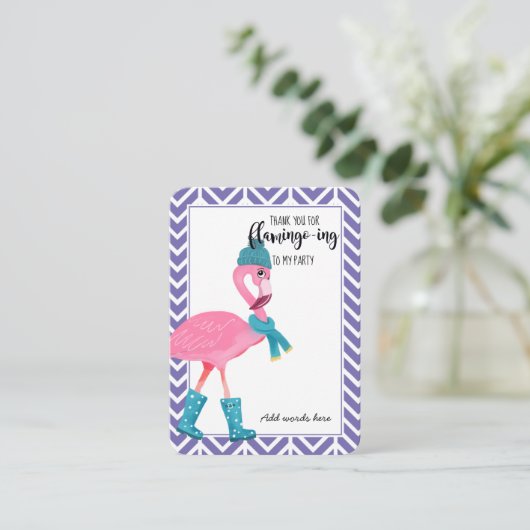 Dankeschön flamingo Gastgeschenk Haarelastizität J Visitenkarte (Stehend Vorderseite)