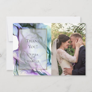 Dankeschön FOTO FRAME Deep Plum Lila Abstrakt Dankeskarte