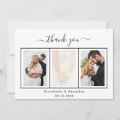 Dankeschön Foto Schwarz-weiße Skripte Einladung (Vorderseite)