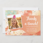 Dankeschön-Foto zum Kindergeburtstag Pastellfarben Dankeskarte (Vorderseite)