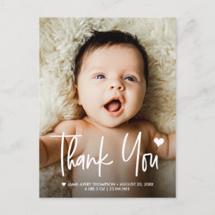 Dankeschön-Fotos für Baby Herz Geburtankündigung Postkarte